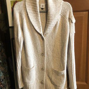 CAbi Steady Button-Up Shawl Collar Long Cardigan Pockets Wheat Tan Beige Small S